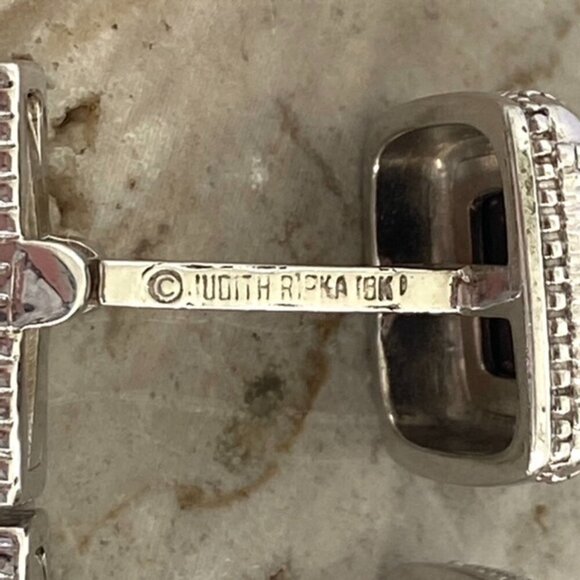 Judith Ripka Sterling Silver 925 18K Yellow Gold Faceted Black Onyx Cuff Links - Picture 8 of 16